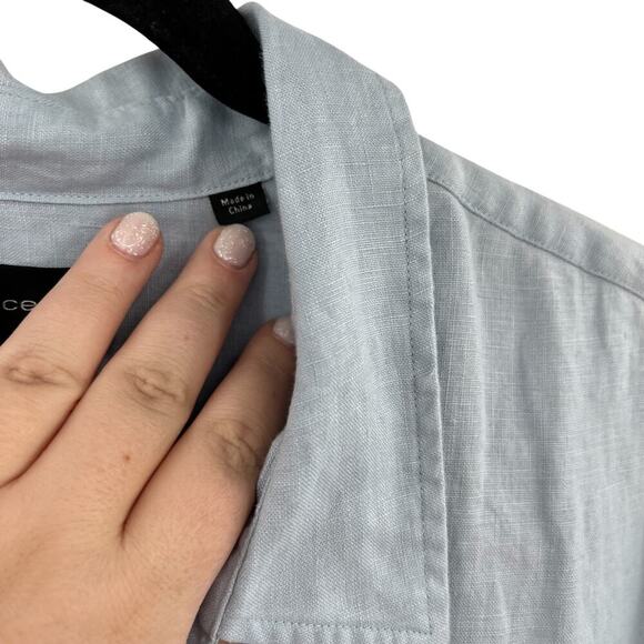 VINCE Short Sleeve Slim Fit Linen Sport Shirt In‎ Feather Blue Size XL - Picture 9 of 11